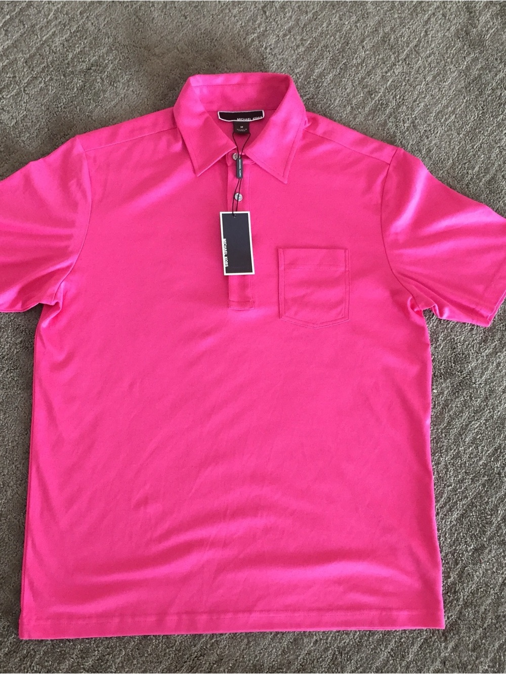 Michael Kors Medium Pink Men's Short-Sleeve Polo with Chest Pocket
